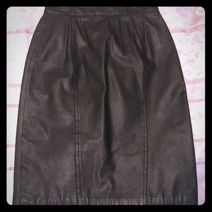 Byrnes and Baker Black Leather Pencil Skirt